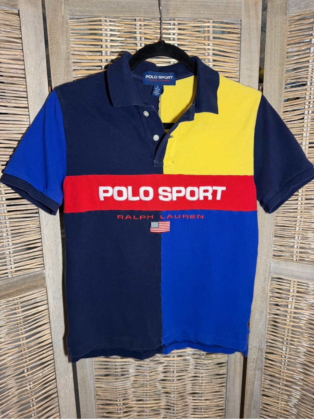 Kids Ralph Lauren Polo Sport Colorblock Polo - Navy/Blue/Yellow/Red size Medium